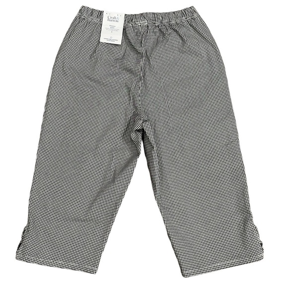 Womens Croft & Barrow Small 4 6 Pants Legging Pull On Check White Black Stretch - Picture 4 of 10